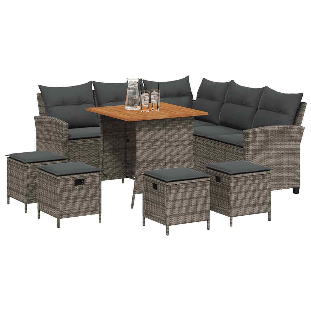 Set Divani da Giardino 6 pz con Cuscini a Forma di L Polyrattan