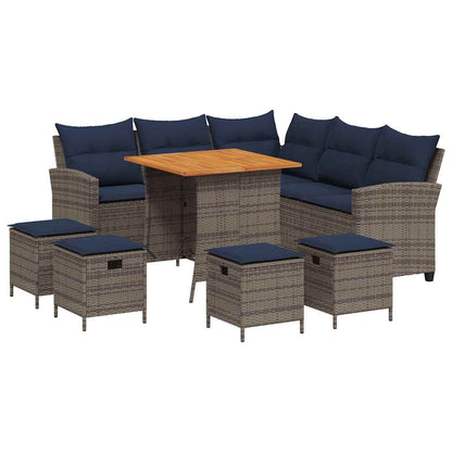 Set Divani da Giardino 6 pz con Cuscini a Forma di L Polyrattan
