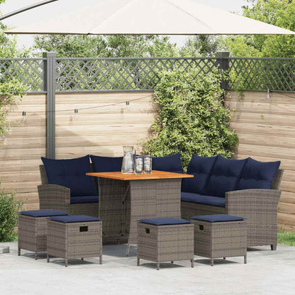 Set Divani da Giardino 6 pz con Cuscini a Forma di L Polyrattan