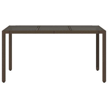 Tavolo Giardino Piano in Vetro Marrone 150x90x75 cm Polyrattan