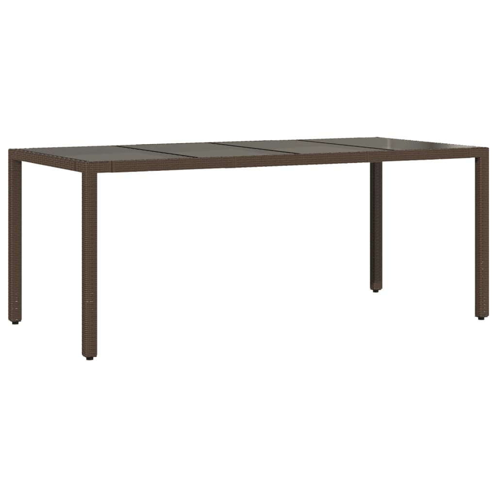 Tavolo Giardino Piano in Vetro Marrone 190x90x75 cm Polyrattan