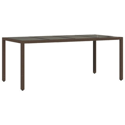 Tavolo Giardino Piano in Vetro Marrone 190x90x75 cm Polyrattan