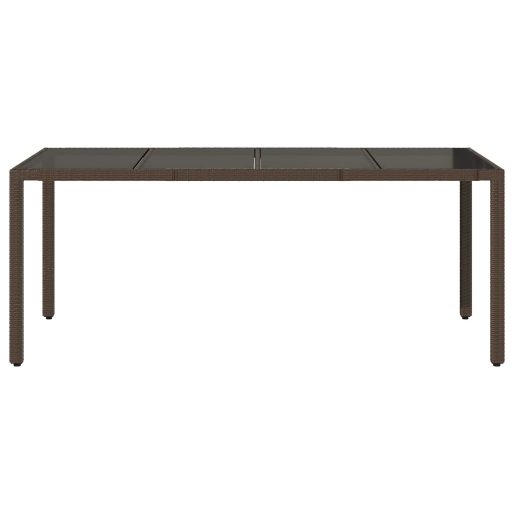 Tavolo Giardino Piano in Vetro Marrone 190x90x75 cm Polyrattan