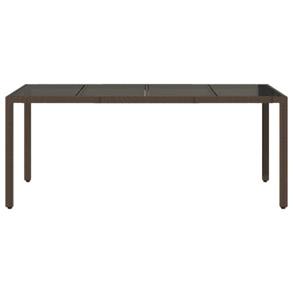 Tavolo Giardino Piano in Vetro Marrone 190x90x75 cm Polyrattan