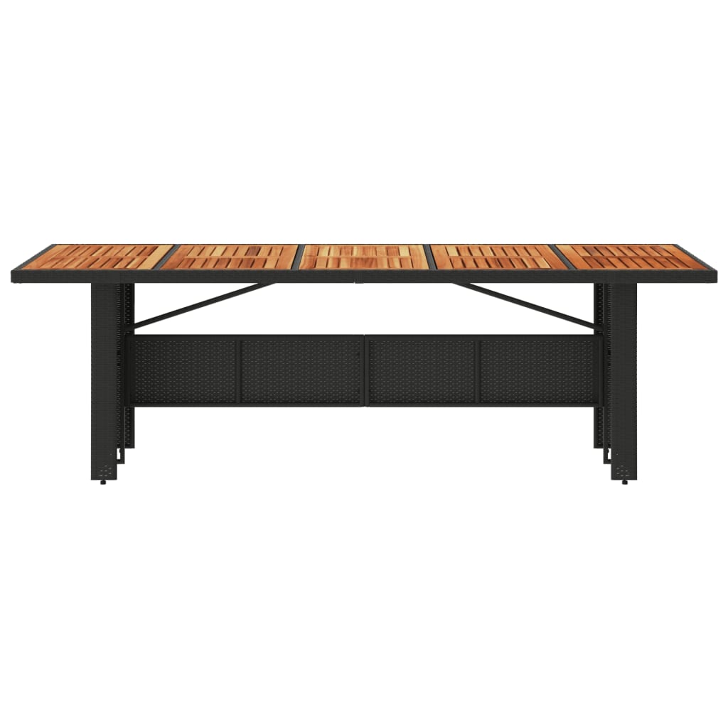 Tavolo Giardino Piano Legno Acacia Nero 240x90x75 cm Polyrattan
