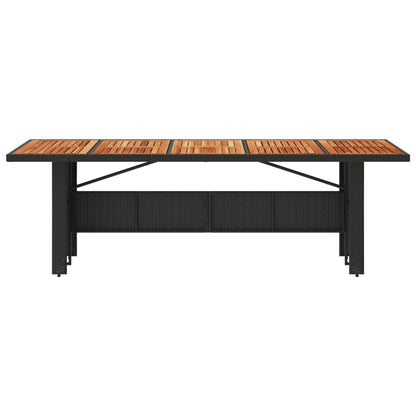 Tavolo Giardino Piano Legno Acacia Nero 240x90x75 cm Polyrattan