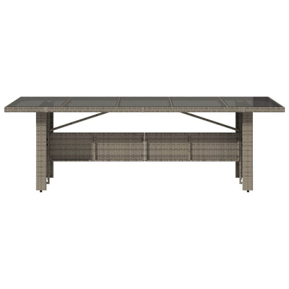Tavolo da Giardino Piano in Vetro Grigio 240x90x75cm Polyrattan