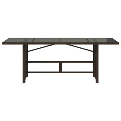Tavolo Giardino Piano in Vetro Marrone 190x80x75cm Polyrattan