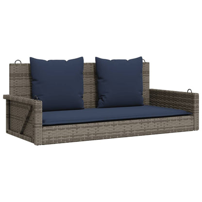 Panca a dondolo con cuscini grigia 119x56x48 cm in polyrattan