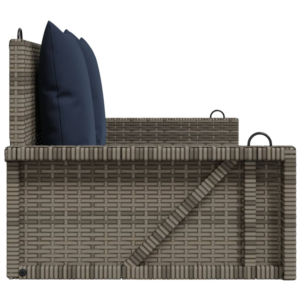 Panca a dondolo con cuscini grigia 119x56x48 cm in polyrattan