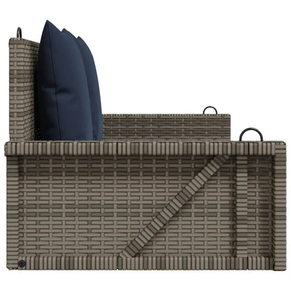 Panca a dondolo con cuscini grigia 119x56x48 cm in polyrattan