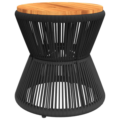 Tavolino Base in Filo Metallico Nero Ã˜ 45x44 cm Massello Acacia