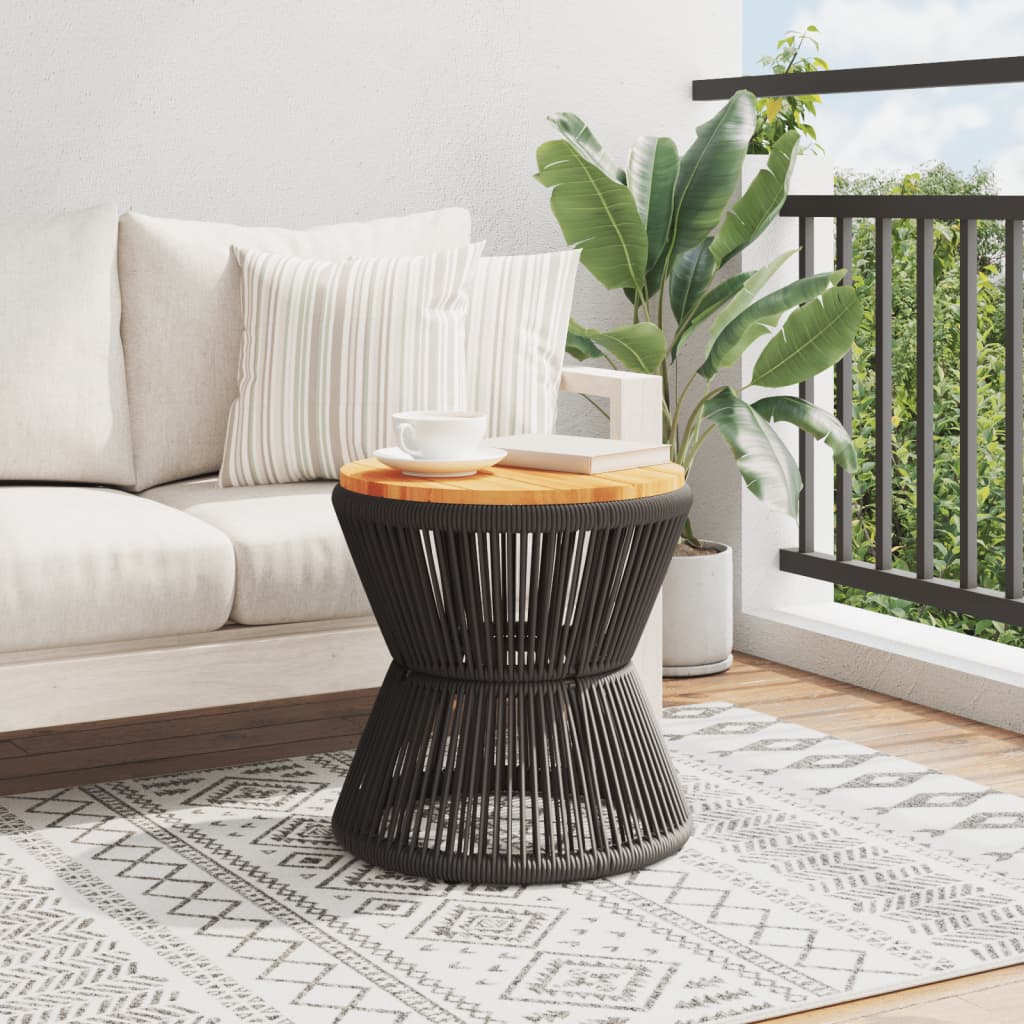 Tavolino Base in Filo Metallico Nero Ã˜ 45x44 cm Massello Acacia