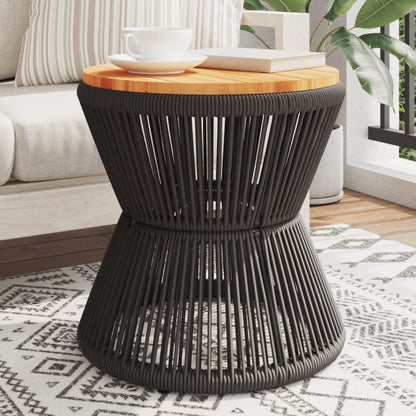 Tavolino Base in Filo Metallico Nero Ã˜ 45x44 cm Massello Acacia