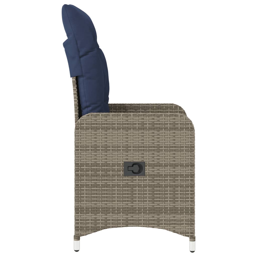 Sedia da giardino reclinabile con cuscini grigia in polyrattan
