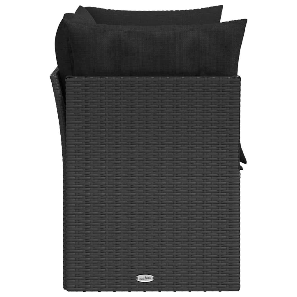 Divano da giardino con cuscini 2 posti nero in polyrattan