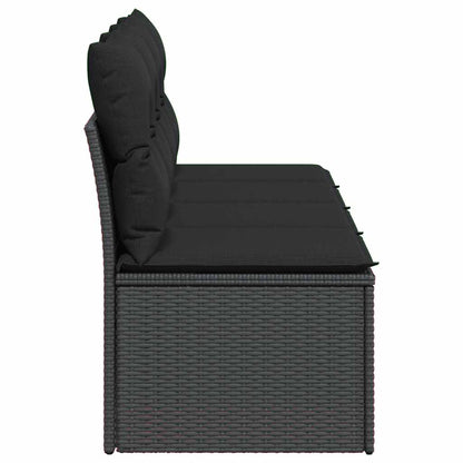 Divano da giardino con cuscini 4 posti nero in polyrattan