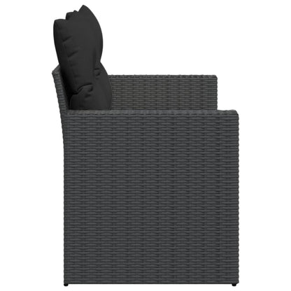 Divano da giardino con cuscini 2 posti nero in polyrattan