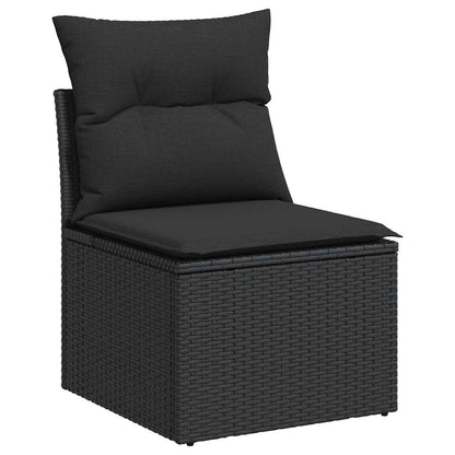 Sedia da giardino senza braccioli con cuscini nera in polyrattan