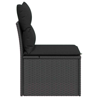 Sedia da giardino senza braccioli con cuscini nera in polyrattan