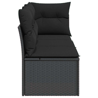 Divano da giardino con cuscini 3 posti nero in polyrattan