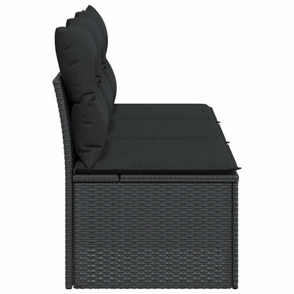 Divano da giardino con cuscini 3 posti nero in polyrattan