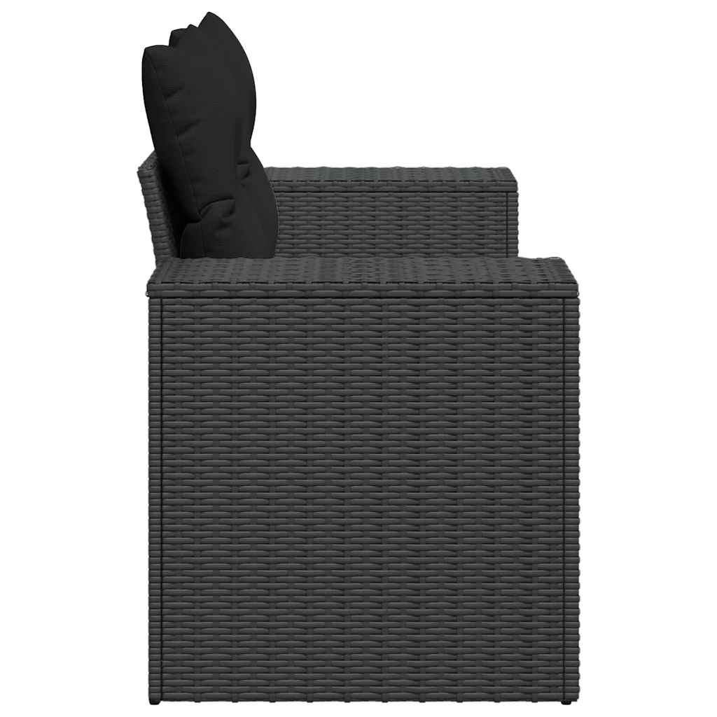 Divano da giardino con cuscini 2 posti nero in polyrattan
