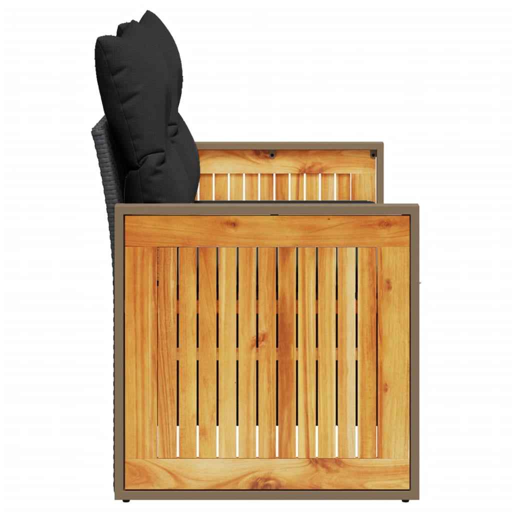 Divano da giardino con cuscini 2 posti nero in polyrattan