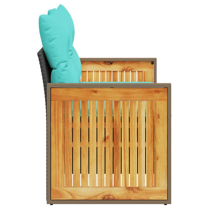 Divano da giardino con cuscini 2 posti nero in polyrattan