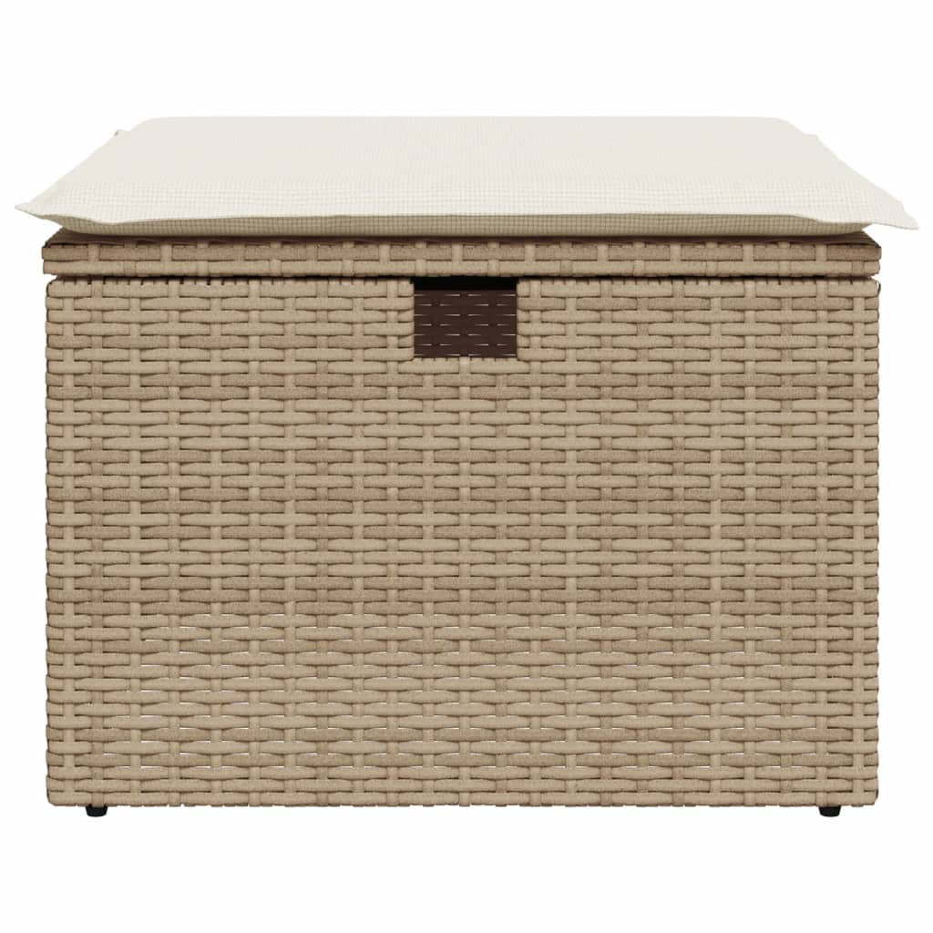 Sgabello Giardino con Cuscino Beige 55x55x37 cm in Polyrattan