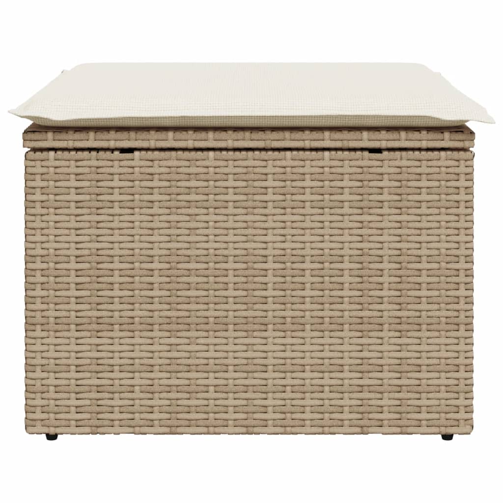 Sgabello Giardino con Cuscino Beige 55x55x37 cm in Polyrattan