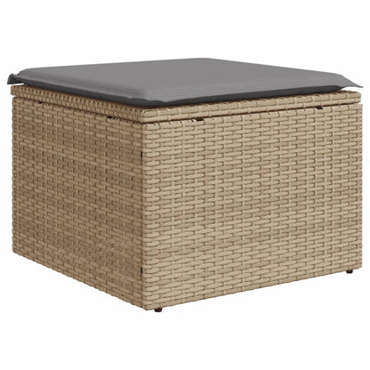 Sgabello Giardino con Cuscino Beige 55x55x37 cm in Polyrattan