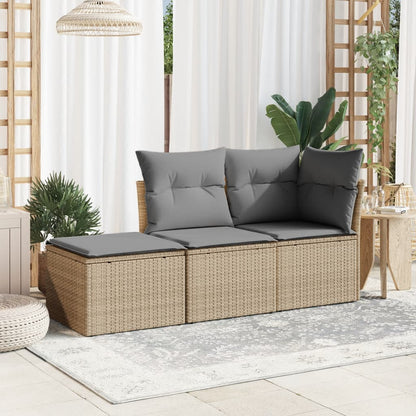 Sgabello Giardino con Cuscino Beige 55x55x37 cm in Polyrattan