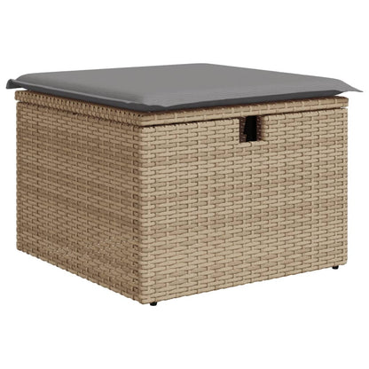 Sgabello Giardino con Cuscino Beige 55x55x37 cm in Polyrattan