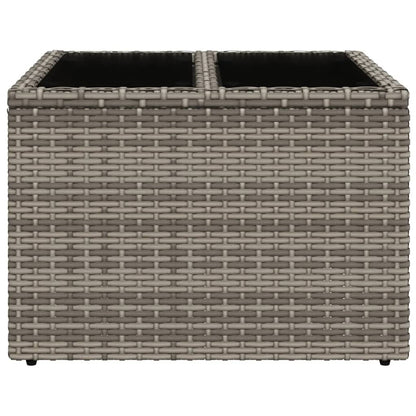 Tavolo da Giardino Piano in Vetro Grigio 55x55x37 cm Polyrattan