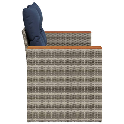 Divano da giardino con cuscini a 2 posti grigio in polyrattan
