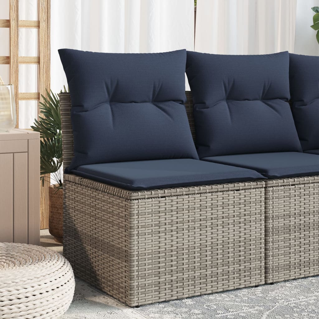Sedia Giardino Senza Braccioli con Cuscini Grigio Polyrattan