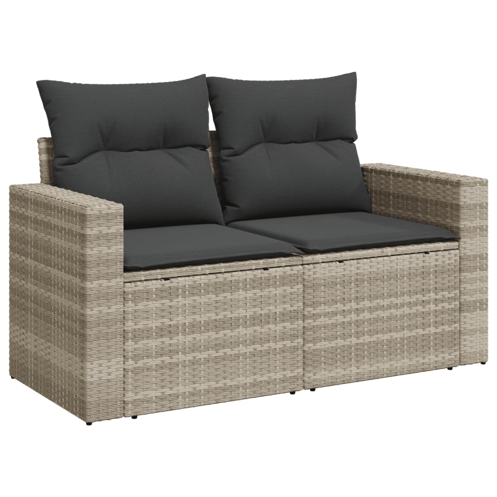 Divano da Giardino con Cuscini 2 Posti Grigio Chiaro Polyrattan