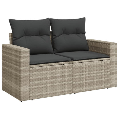 Divano da Giardino con Cuscini 2 Posti Grigio Chiaro Polyrattan