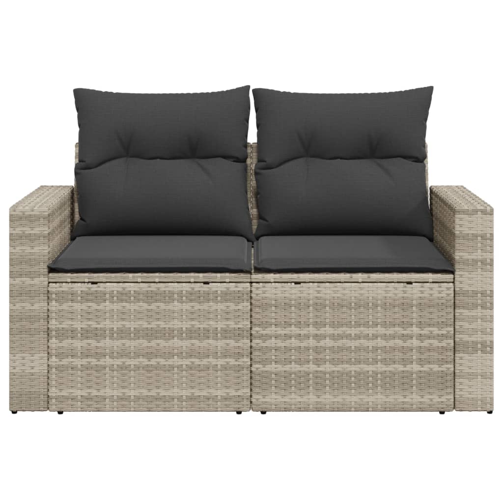 Divano da Giardino con Cuscini 2 Posti Grigio Chiaro Polyrattan