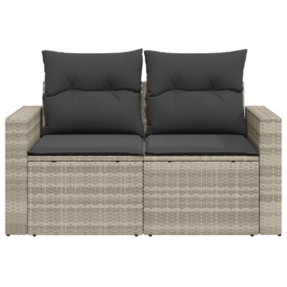 Divano da Giardino con Cuscini 2 Posti Grigio Chiaro Polyrattan