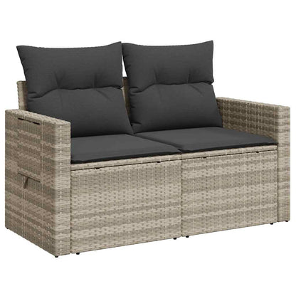 Divano da Giardino con Cuscini 2 Posti Grigio Chiaro Polyrattan