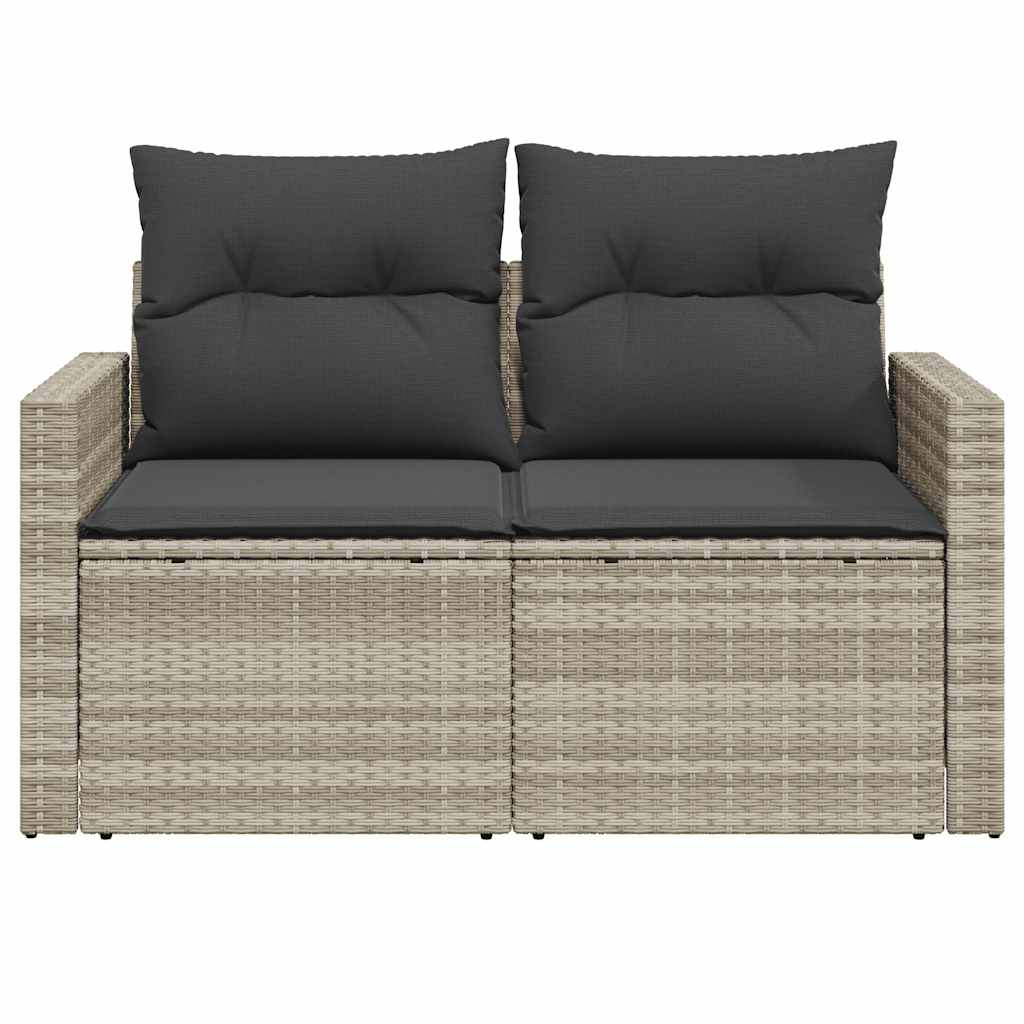 Divano da Giardino con Cuscini 2 Posti Grigio Chiaro Polyrattan
