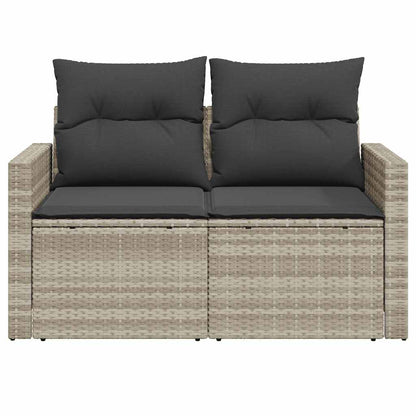 Divano da Giardino con Cuscini 2 Posti Grigio Chiaro Polyrattan