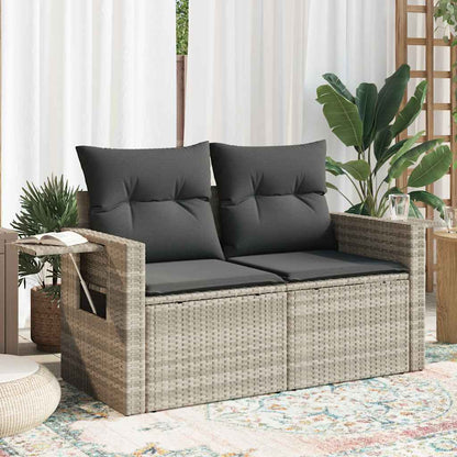 Divano da Giardino con Cuscini 2 Posti Grigio Chiaro Polyrattan