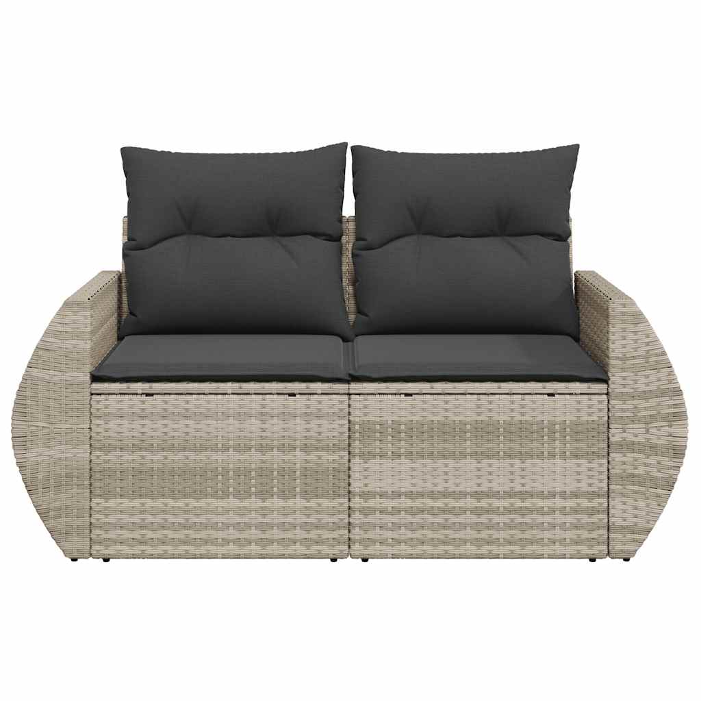 Divano da Giardino con Cuscini 2 Posti Grigio Chiaro Polyrattan