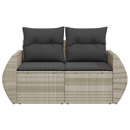 Divano da Giardino con Cuscini 2 Posti Grigio Chiaro Polyrattan