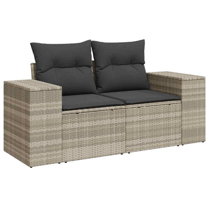 Divano da Giardino con Cuscini 2 Posti Grigio Chiaro Polyrattan