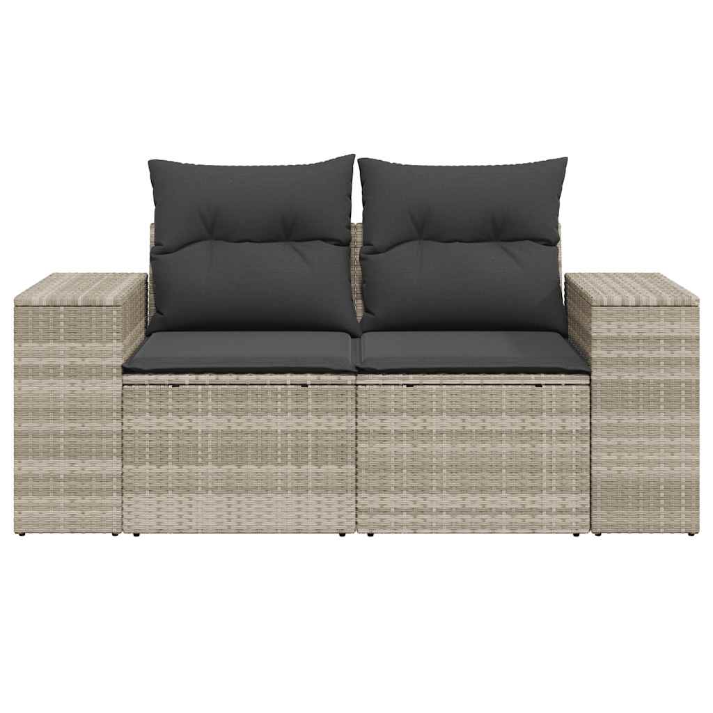 Divano da Giardino con Cuscini 2 Posti Grigio Chiaro Polyrattan