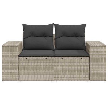 Divano da Giardino con Cuscini 2 Posti Grigio Chiaro Polyrattan